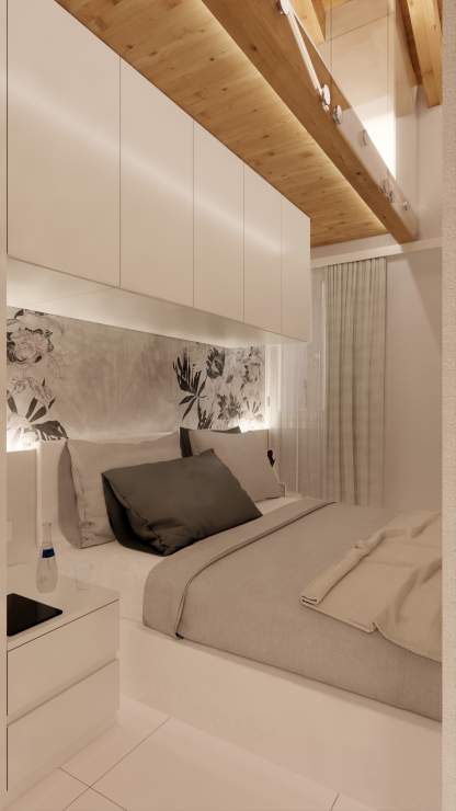 Letto matrimoniale con armadio pensile