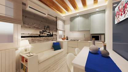 progetto arredamento della cucina e soggiorno