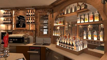 progettazione banco bar con esposizione