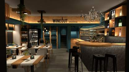 Progetto dell'arredamento Winebar completo