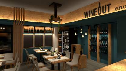 Progetto dell'arredamento della sala enoteca